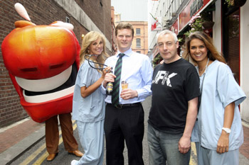 Pictured at this year’s Bulmers International Comedy Festival  launch was the hilarious Kevin McAleer with Bulmers Brand Manager, Marcus Goodwin and ‘nurses’ Aoife Coogan and Roberta Rowatt.