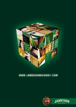 Jameson’s website allows consumers to interact with a playful 3D cube navigation device, which moves in a real-time 3D environment