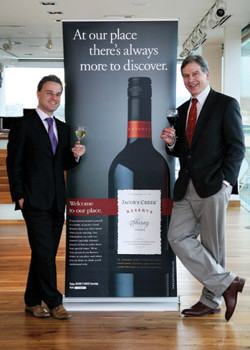(L-R)  Richard Brickley marketing manager, wines, Irish Distillers Pernod Ricard, with Bernard Hickin, senior winemaker for Jacobs Creek
