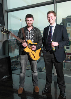 Pictured at the launch of the Bulmers Original Artists Series are Mick Flannery, musician, and Marcus Goodwin, Bulmers marketing