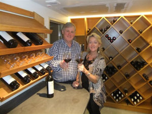 Donal and Judith O'Dwyer in their Clare Valley wine cellar