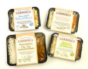 The new Carroll’s readymeal range includes Chicken Curry, Salmon Tagliatelle, Tagliatelle Bolognaise and Spinach and Riccotta Cannelloni