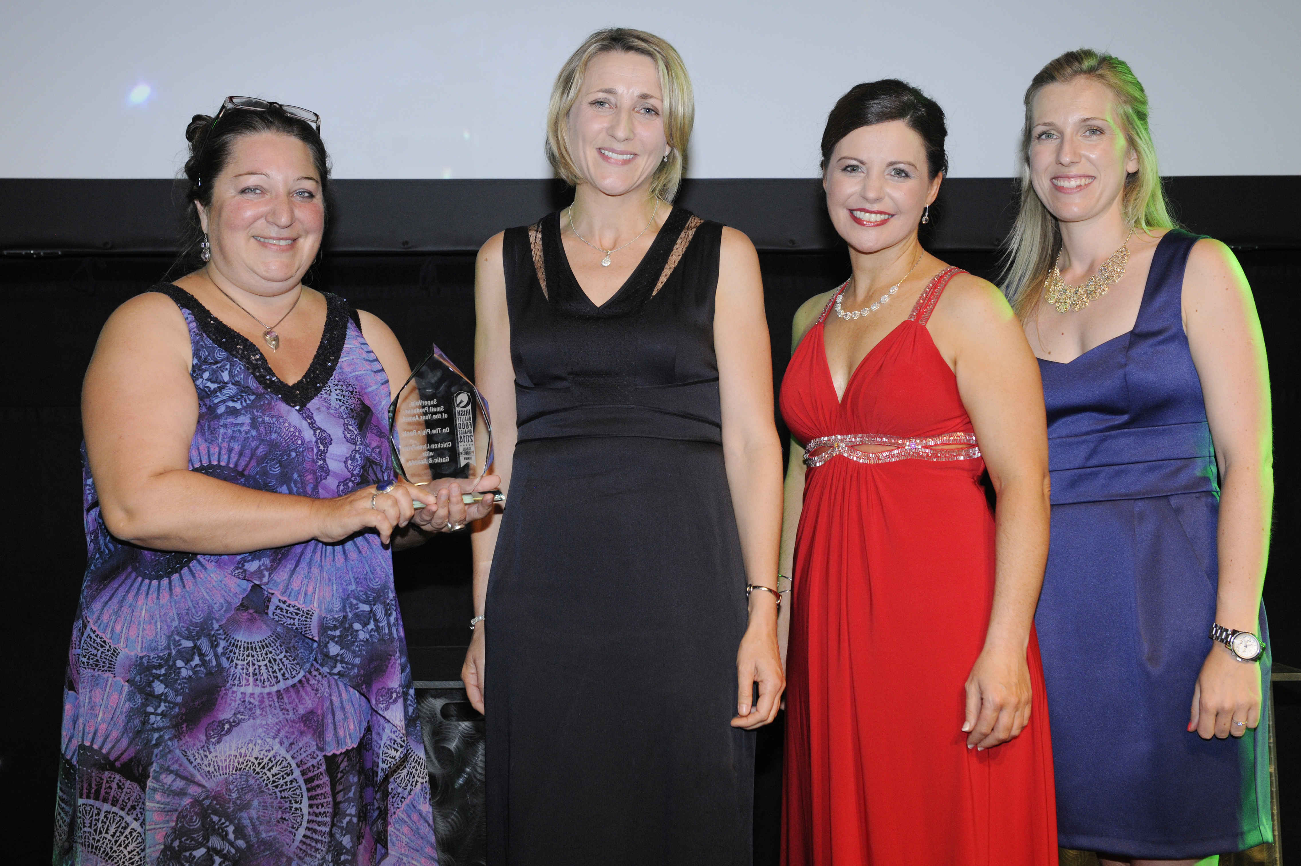 Isabelle Sheridan, On the Pigs Back, Linda O’Connor, SuperValu Own Brand manager, Catherine Fulvio and Lara Monahan, Irish Quality Food Awards