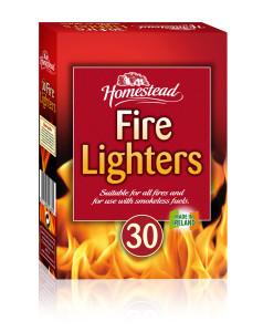 The Homestead fuels range consists of two SKUs of firelighters, 30s and 60s and a Homestead Fire Log