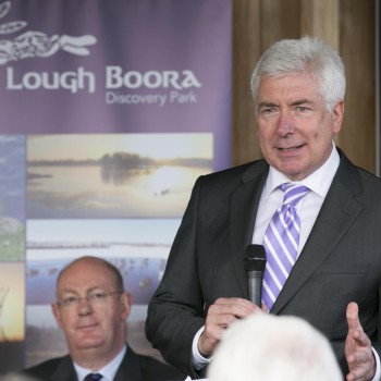 Minister for Communications, Energy and Natural Resources, Alex White speaking at the official opening Bord na Móna’s new €1.5 million euro development, which sees a new visitor centre and facilities’ in Lough Boora Discovery Park, Co. Offaly