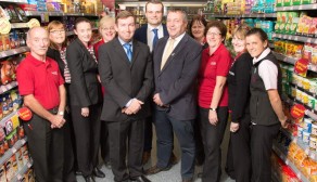 Rory and Raymond Hannon with staff of Hannon’s SuperValu Enfield