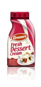 Avonmore Fresh Dessert Cream is available in both a 250ml and 500ml re–sealable bottle