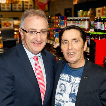 Leo Crawford and Christy Dignam at the launch of the new look Spar Millennium Walkway store