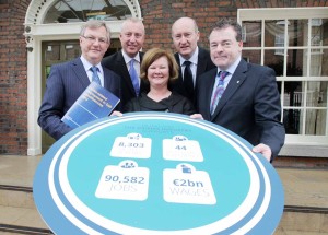 L-R: Tim Fenn (Chief executive, Irish Hotels Federation) Tom O'Brien, chairperson, Licensed Vintners Association; Evelyn Jones, chairperson, National Off-Licence Association; Gerry Rafter, president, Vintners Federation Ireland; and Padraic Og Gallagher, president, Restaurants Association of Ireland at the launch of ‘Support Your Local’