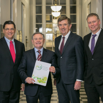 Lee Sienna, Teachers' Vice-President, Long-Term Equities and Chairman of PLI, Minister for Public Expenditure and Reform, Brendan Howlin, Donal Connell, chief executive, An Post and Dermot Griffin, chief executive, PLI