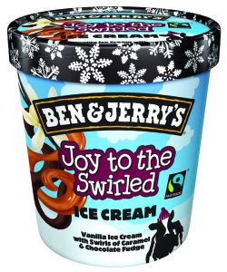 Joy to the Swirled offers swirling caramel and chocolate fudge in Fairtrade vanilla ice cream