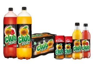 The Club Zero range includes a 500ml bottle, a 2L bottle and 330ml by six multiple pack can format
