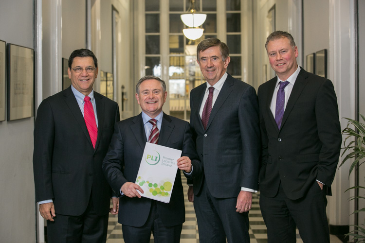 At the launch of Premier Lotteries Ireland: Lee Sienna, Teachers' vice-president, Long-Term Equities and chairman of PLI, Minister for Public Expenditure and Reform, Brendan Howlin, Donal Connell, chief executive, An Post, Dermot Griffin, chief executive, PLI