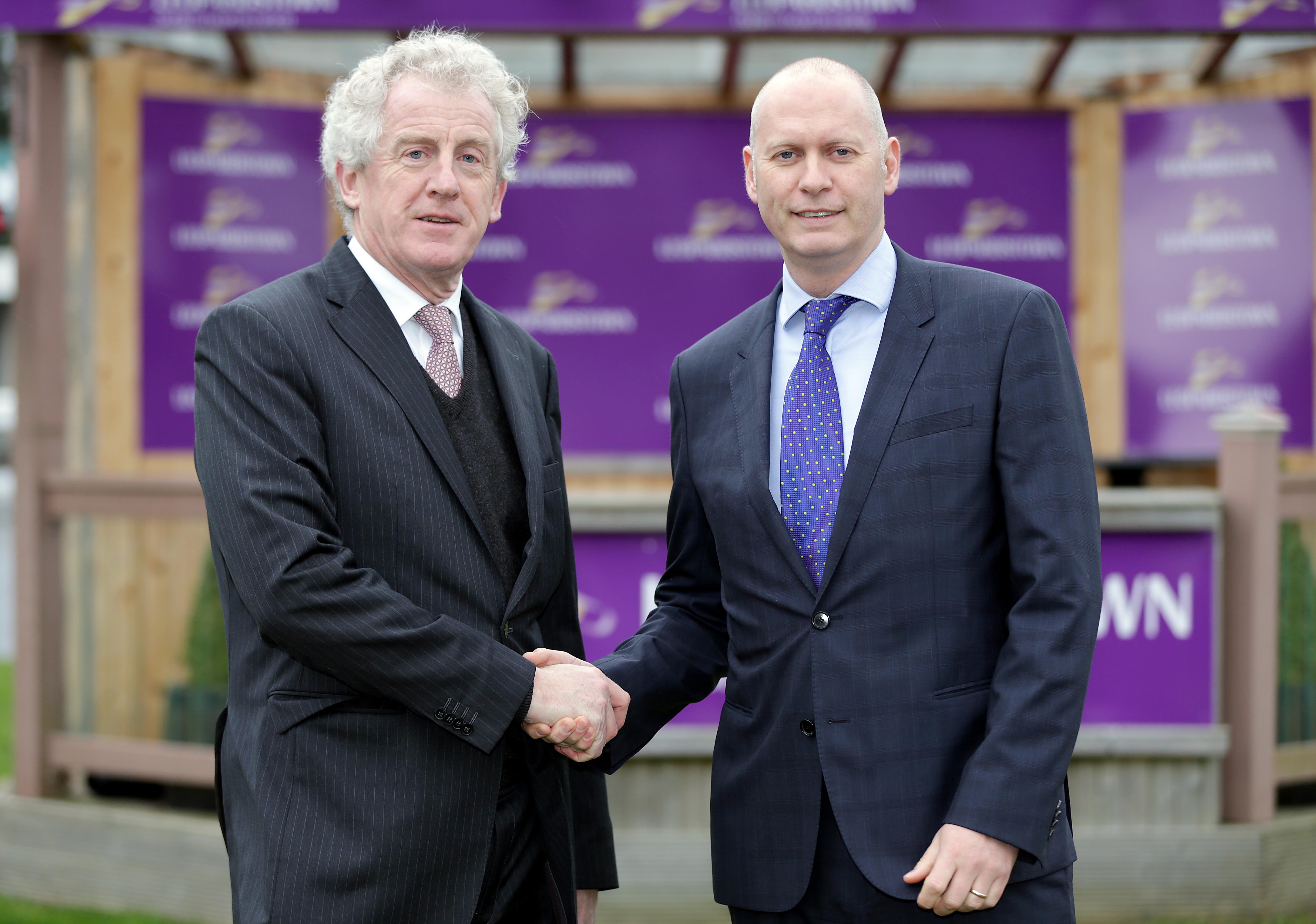 Pat Keogh, CEO, Leopardstown Racecourse and John Rooney, managing director, Flogas Ireland, at the sponsorship announcement