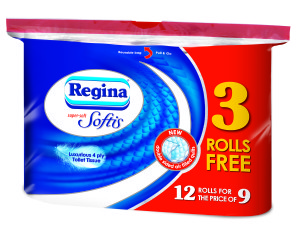 Regina now commands a 8.3% market share of the toilet tissue sector