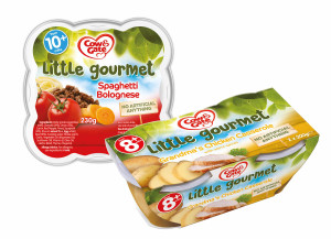 Cow & Gate Little Gourmet bowls are suitable for 8+ months and the plates are for 10+ months