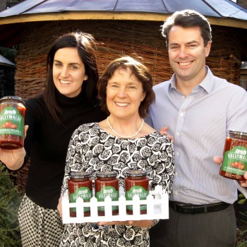 John Paul O’Reilly, Tesco Ireland commercial director pictured with Maxine and Yasmin Hyde of Ballymaloe Foods
