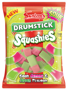 Following the success of Drumstick Squashies, Swizzels has extended this to include a Bubblegum flavour and a Sour Cherry and Apple flavour