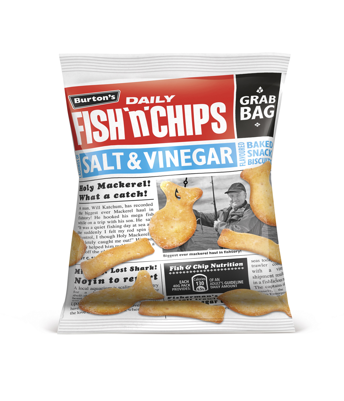Burton’s Fish ‘n’ Chips come in multipacks of five 25g bags, 125g bags (both with an RRP of €2.49) and 40g packs (RRP €0.99)