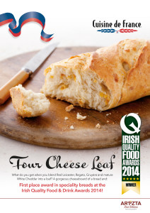 Cuisine de France’s award-winning Four Cheese Loaf contains Red Leicester, Regato, Gruyere and mature White Cheddar cheese
