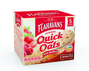 Flahavan’s is launching two new Quick Oat sachet varieties, Red Berry and Lemon Curd
