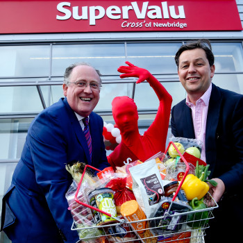SuperValu MD Martin Kelleher and owner Andrew Cross celebrate the new opening