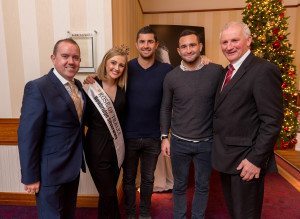 Rob and Dave Kearney with from left Tim Ryan, head of marketing, Glanbia Consumer Foods, Meath's own Rose of Tralee Elysha Brennan from Bettystown and Henry Corbally, chairman, Glanbia from Co. Meath