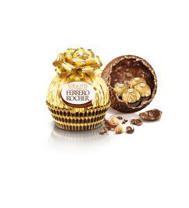 The Grand Rocher milk chocolate and hazelnut shell, which encases four Ferrero Rocher, offers an ideal gift
