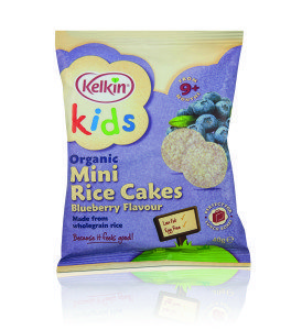 Kelkin Kids Organic Rice Cakes come in two flavours, Apple and Blueberry
