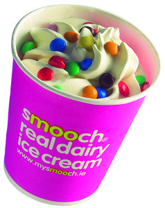 Consumers can add a wide range of toppings to their ice cream, such as Smarties, seen here