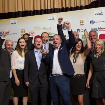 JTI, winners of the award for Field Marketing Team of the Year, celebrate at the 2015 Grocery Management Awards