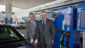 Kevin McCarthy, MD of the Garvey Group, marks the occasion with Dermot Cogan, Regional Manager Maxol