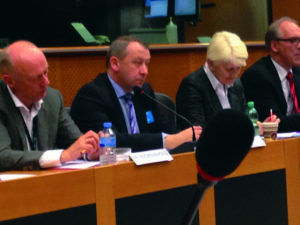 Colin Fee (second from left) at the EU Parliament meeting in Brussels