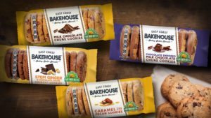 East Coast Bakehouse's range offers four cookies - Choc Chunk, Caramel & Pecan, Choc Enrobed Choc Chunk and Stem Ginger & Choc Chunk