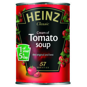 Heinz Cream of Tomato Soup provides one of an individual’s five-a-day servings of fruit and vegetables