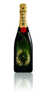 The Moët Impérial Bursting Bubbles limited edition bottle highlights in gold hot stamping the Moët & Chandon’s logo