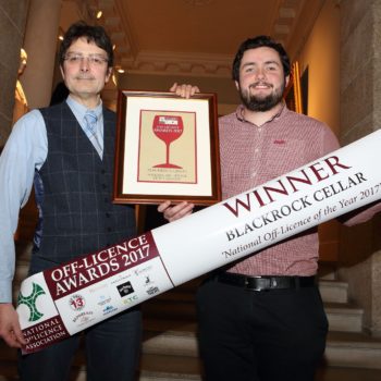 Joel Durand and Stephen Masterson of Blackrock Cellar won the award for NOffLA Off Licence of the Year 2017