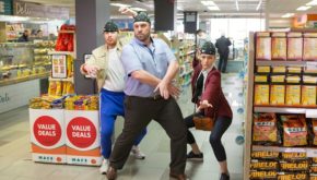A shot from Mace's playful new TV ad, shot in Mace Blackrock