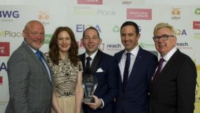 Last year's Retail Manager of the Year Glenn Myers accepts his award alongside Barry Whelan of excel recruitment, Gilian Hamill, editor of ShelfLife, Owen Clifford of Bank of Ireland and ShelfLife publisher John McDonald