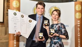 Greg MacNiece of Mac Ivors Cider, collecting the awards with his wife Ali