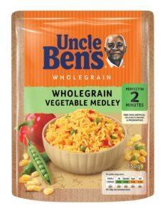 Uncle Ben’s Wholegrain Vegetable Medley is an ideal side dish for barbecues as it only takes two minutes to microwave