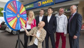 At the official launch of the newly refurbished Maxol Station at Lucan Road last Wednesday was Spin 1038’s Lauren Flanagan; Brian Lee, managing director of Freshly Chopped; Andy Chen, co-managing director of Freshly Chopped; Dave Murnane of authentic and fresh Asian restaurant Kanoodle; Maxol’s regional manager Mark Walsh, and (kneeling) DJ Ray Shah