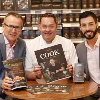 (L-R) Diarmuid Murphy, Simply Better Brand Manager, Neven Maguire and Daragh Lawles, Simply Better Marketing and Design Brand Magager at the Cook with Neven launch event