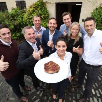 Victoria Antoniades (front) with her fellow Kepak team members (left to right) Mark Connolly Finbarr Barrett, Tom Finn, Paul Horgan, Eoin Higgins, Joanne Farrelly and Roy Mulrooney, pictured celebrating their recent win in the prestigious World Steak Challenge