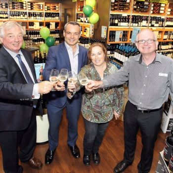 Group Managing director Brendan O’Brien, Company director Grattan O’Brien, Director of Wine Lynne Coyle MW, Store manager Paul Murphy