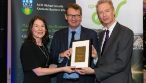 Emer Gilvarry, chair, Business Journalist Awards Judging Panel and chairperson, Mason Hayes & Curran, Brian Carey, Sunday Times, professor Mike O’Neill, associate dean and director - UCD Smurfit School