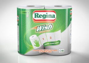 New Regina Wish uses a handy-sized sheet format, giving consumers greater choice in the amount of paper they select for their required use