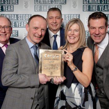 Pictured from left, Martin Kelleher, Managing Director Centra, Joe and Diane Deegan, Deegan’s Centra, Urlingford, JF Michel, Account Director Three and Ian Allen, Sales Director Centra