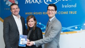 Eric Horgan, Elavon Country Manager for Ireland, Susan O’Dwyer, CEO at Make-A-Wish, Ireland, and Philip Konopik Visa country manager, Ireland, celebrate Wish Day 2018