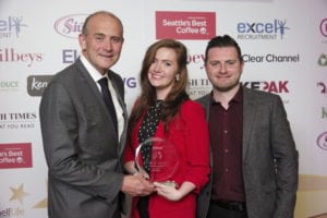Brand Marketing Team of the Year, Heineken, accepted by Lauren West and David Farragher, right, with Peter Donohoe, group HR director, BWG Group